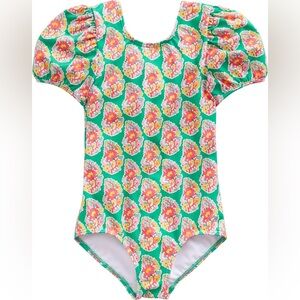 Boden Puff Sleeve One-Piece Swimsuit
